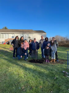 October 2023 gathering at Green Street, planting a tree for Jeannine